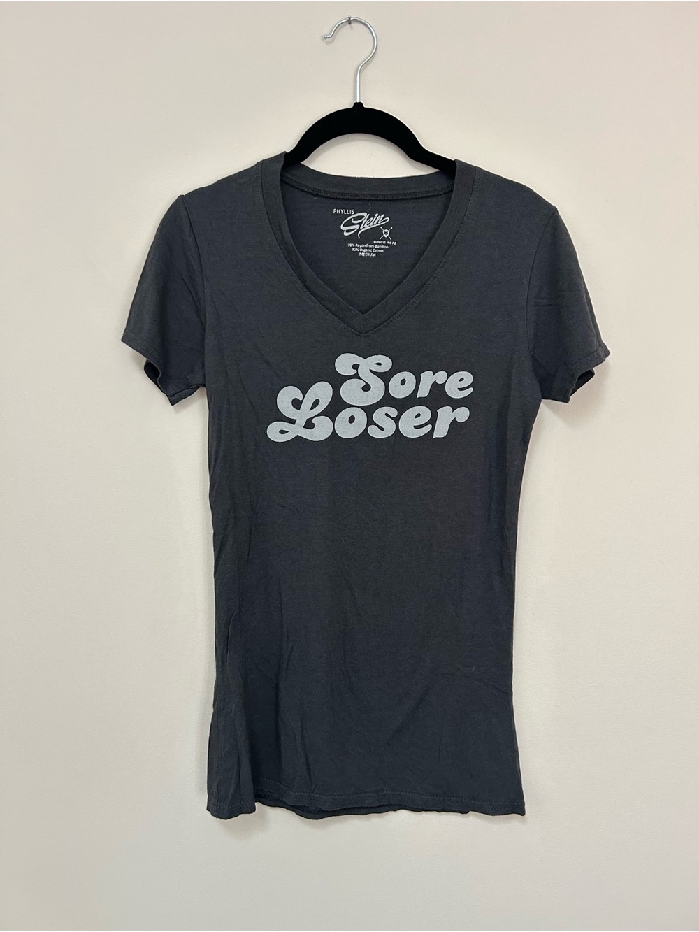 Sore Loser Graphic V-Neck Tee - Charcoal
